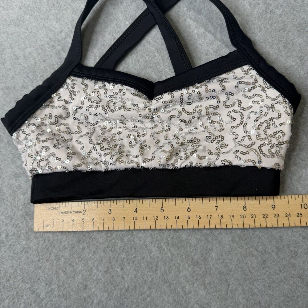 Balera White Sequin Dance Crop Top Girls Size 1C Racerback Bra Top Y2K Party - Picture 9 of 11